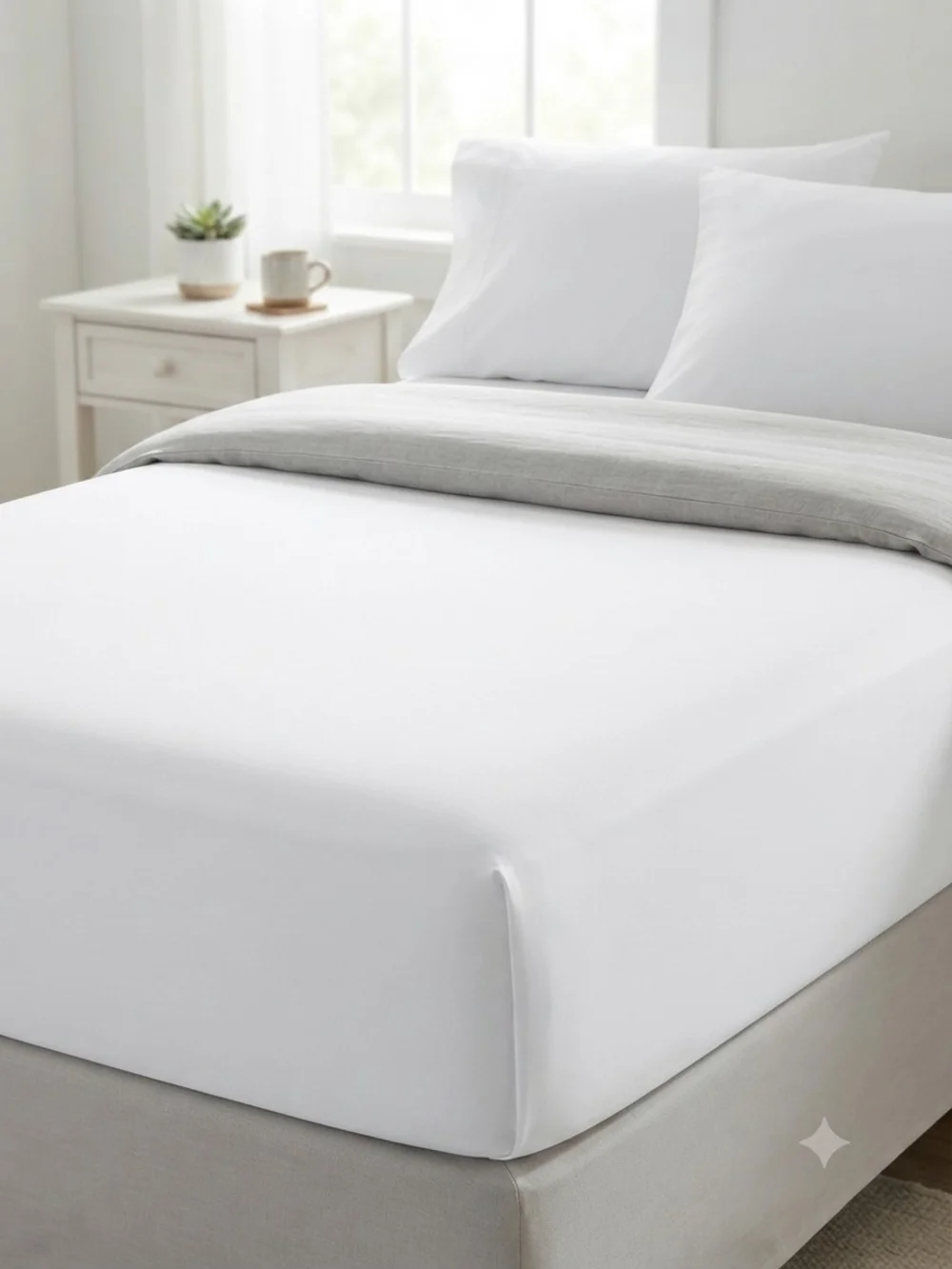 NWT Mainstays Cotton Blend Deep Pocket Twin Fitted Sheet | Arctic White | Sealed